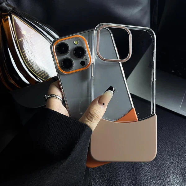 2 in 1 Splicing Clear Acrylic Hard Back Cover iPhone Case