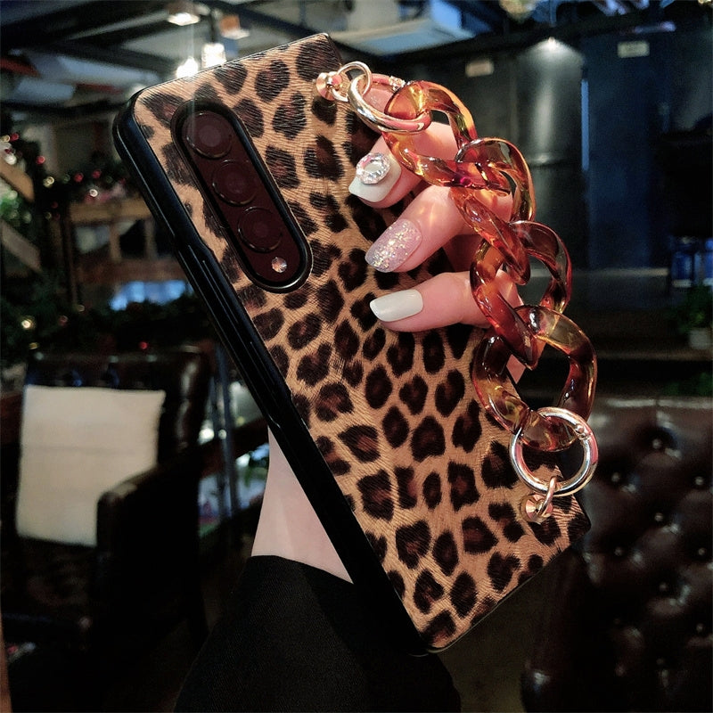 Luxury Leopard Print PU Leather Phone Case For Samsung Galaxy Z Fold