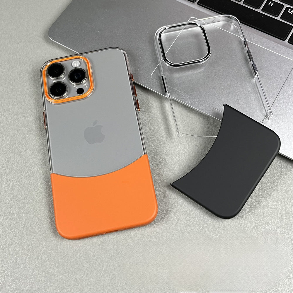 2 in 1 Splicing Clear Acrylic Hard Back Cover iPhone Case